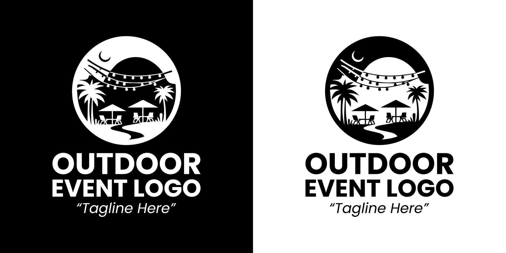 Stylish Black and White Outdoor Event Logo for Nature and Event Branding vector