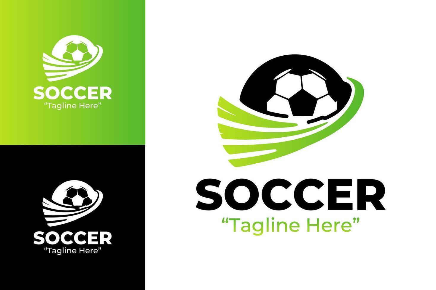 Dynamic Soccer Logo Design with Green Gradient and Black Accents vector