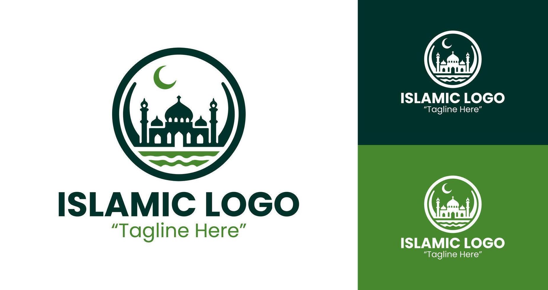 Creative Green Mosque and Crescent Logo for Islamic Event Branding vector