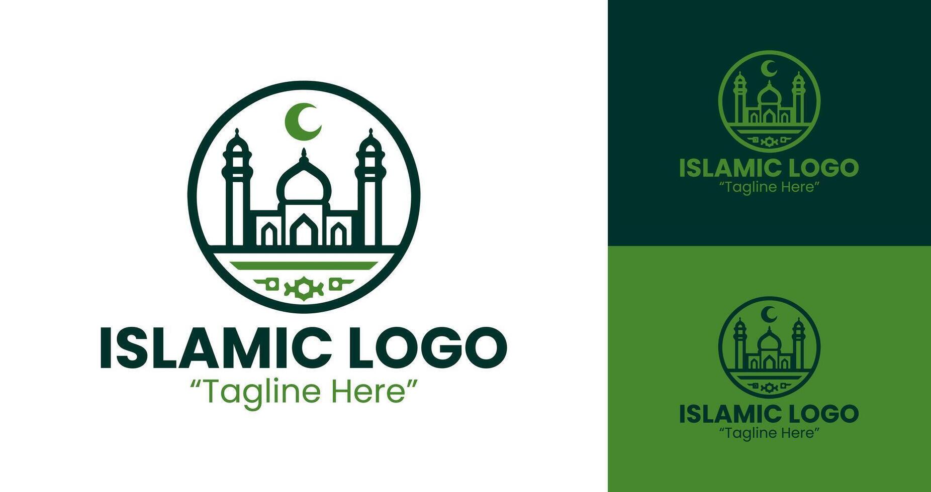 Minimalist Islamic Logo with Mosque and Crescent for Event and Branding Ideas vector