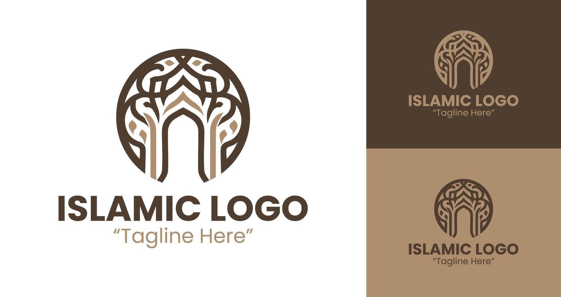 Elegant Professional Islamic Logo with Brown Color and Minimalist Geometric Design vector