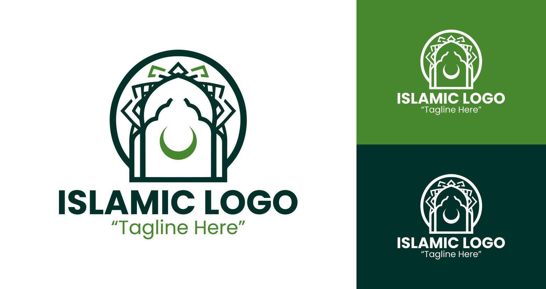 Elegant Green Dome and Crescent Logo for Islamic Event Branding vector