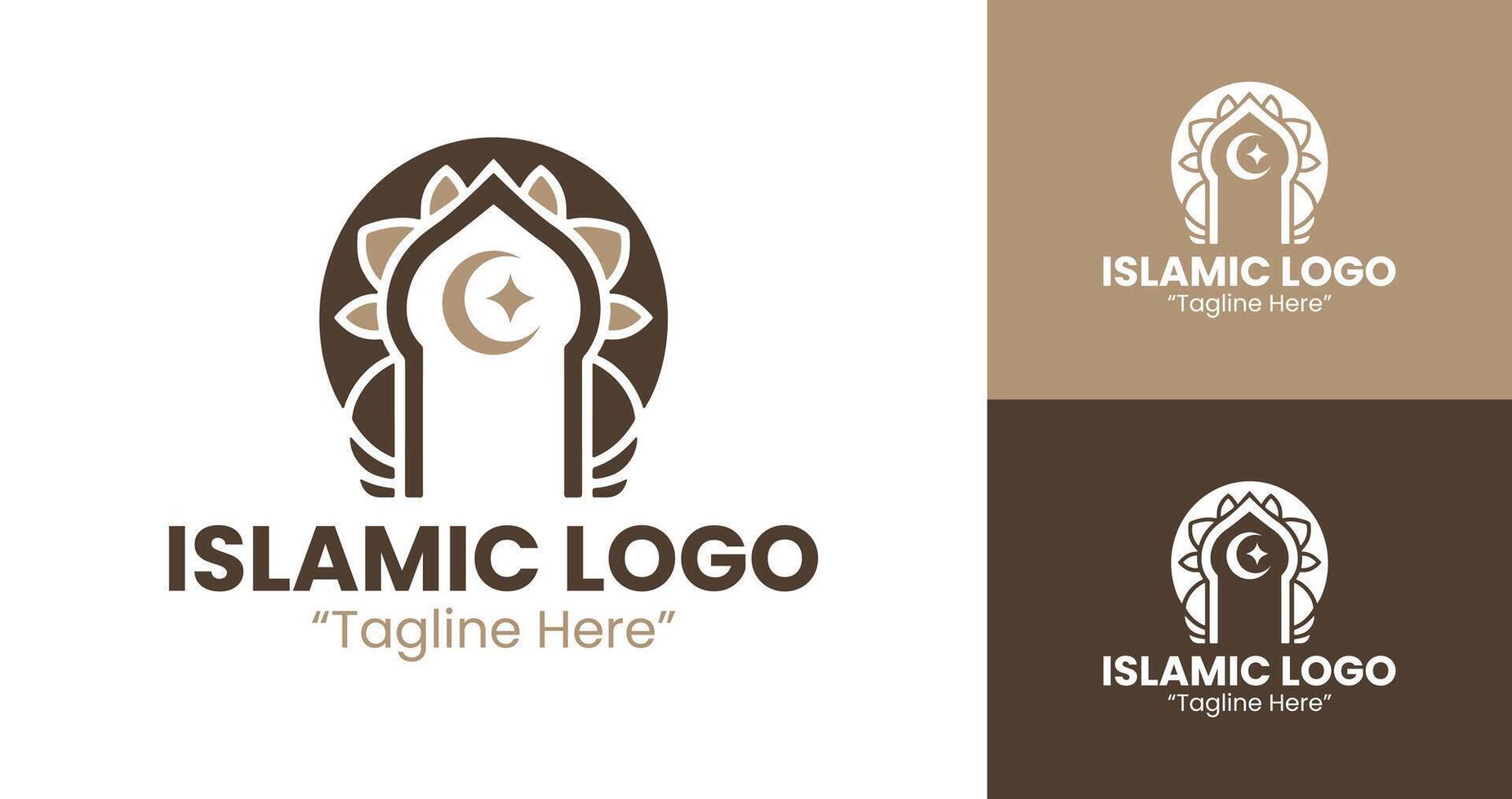 Stylish Islamic Logo with Crescent and Mosque Elements for Branding vector