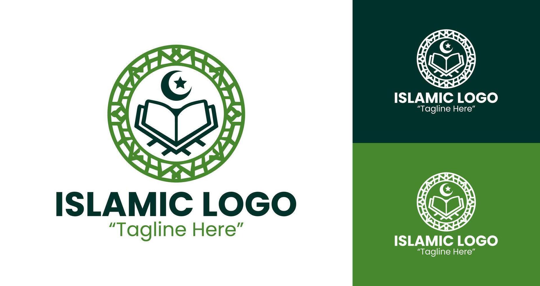 Modern Quran and Geometric Frame Logo Design for Islamic Branding vector