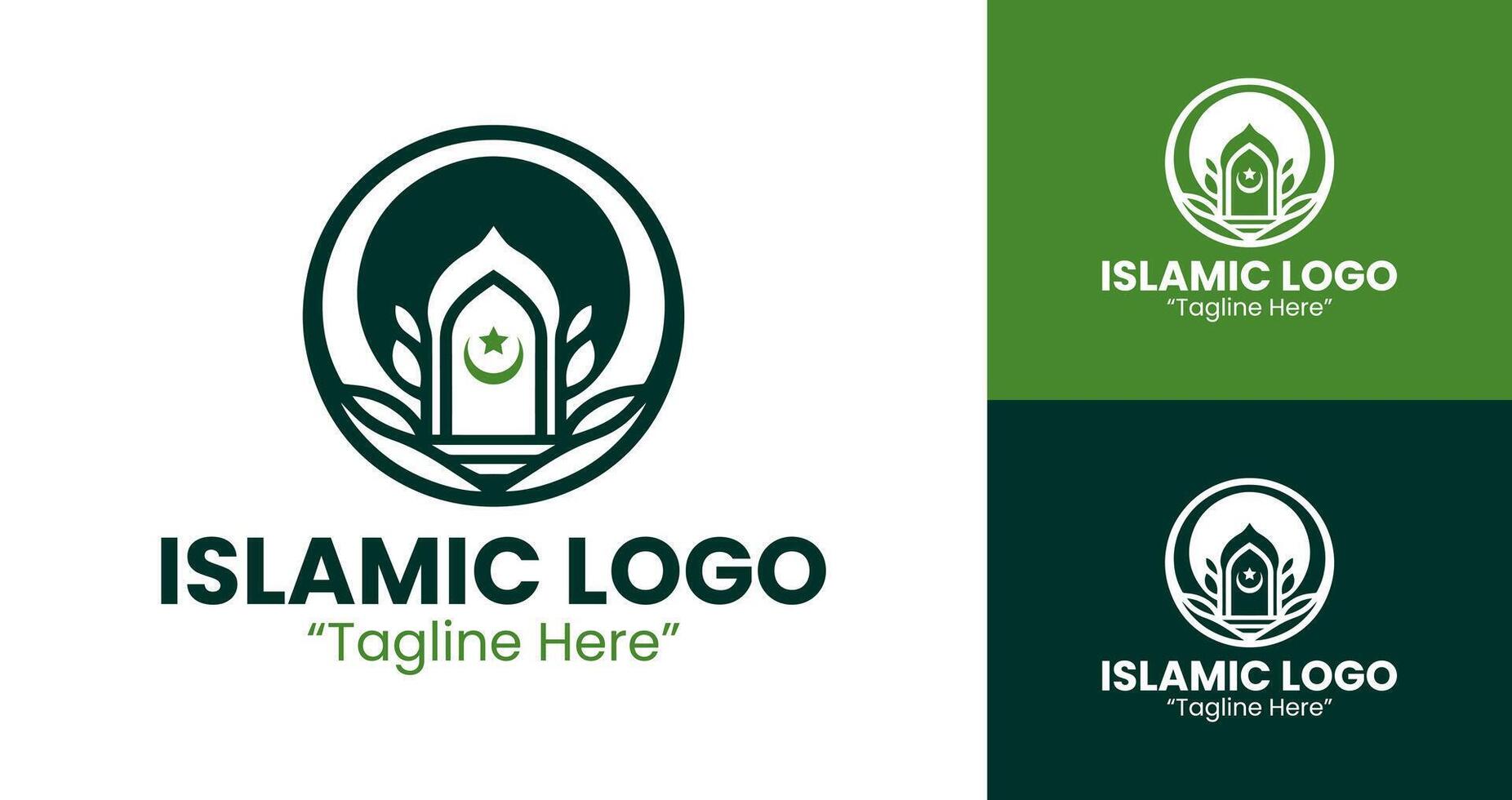 Professional Elegant Green Dome and Crescent Logo for Islamic Event Branding vector