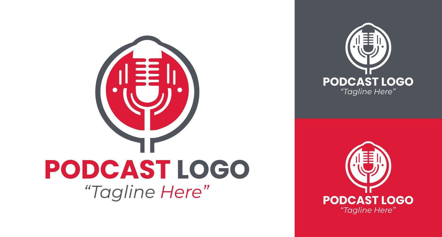 Bold Podcast Logo Designs with Red and Dark Grey for Professional Branding vector