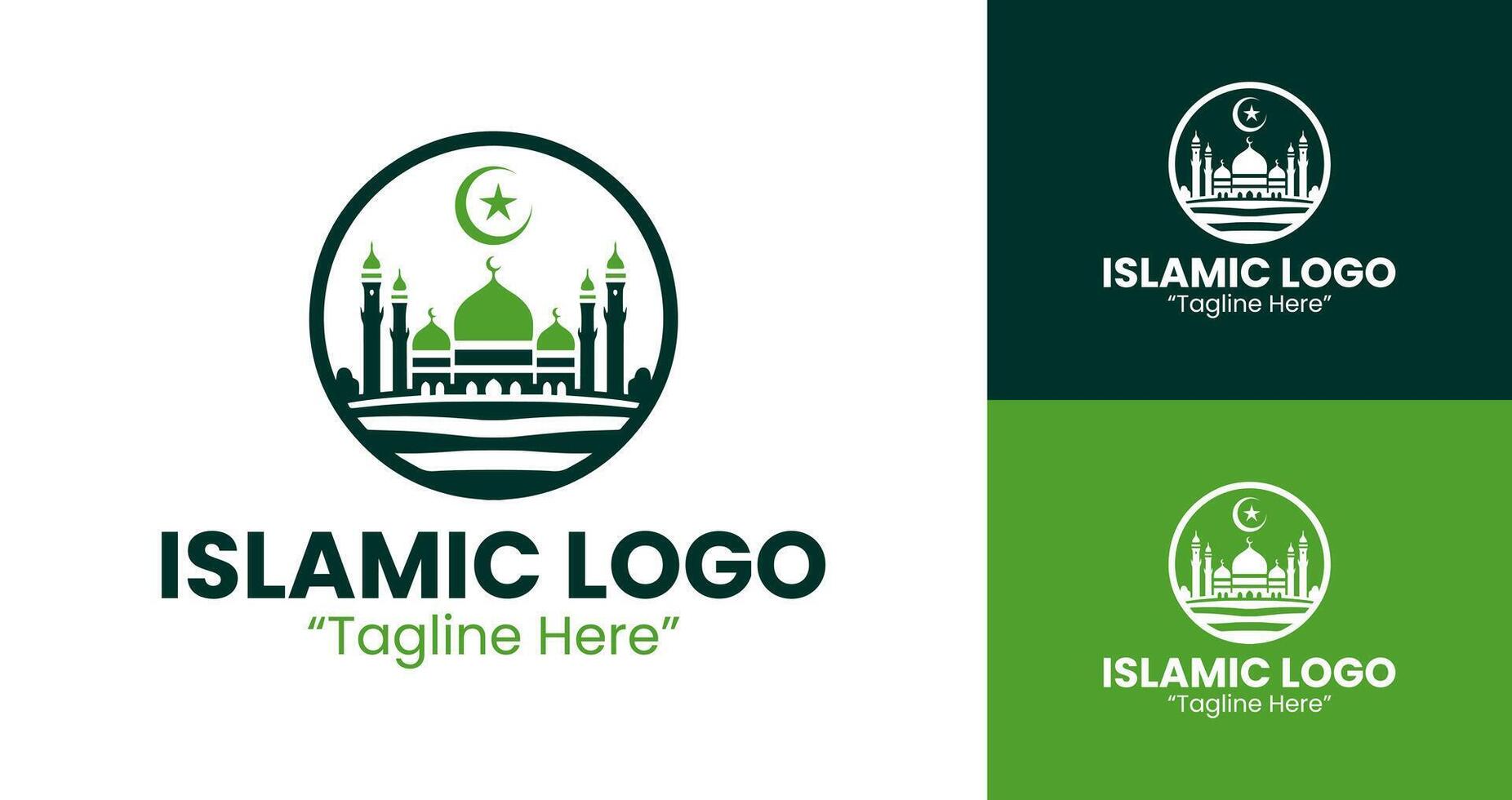 Islamic Branding Logo with Mosque and Crescent for Event Promotion vector