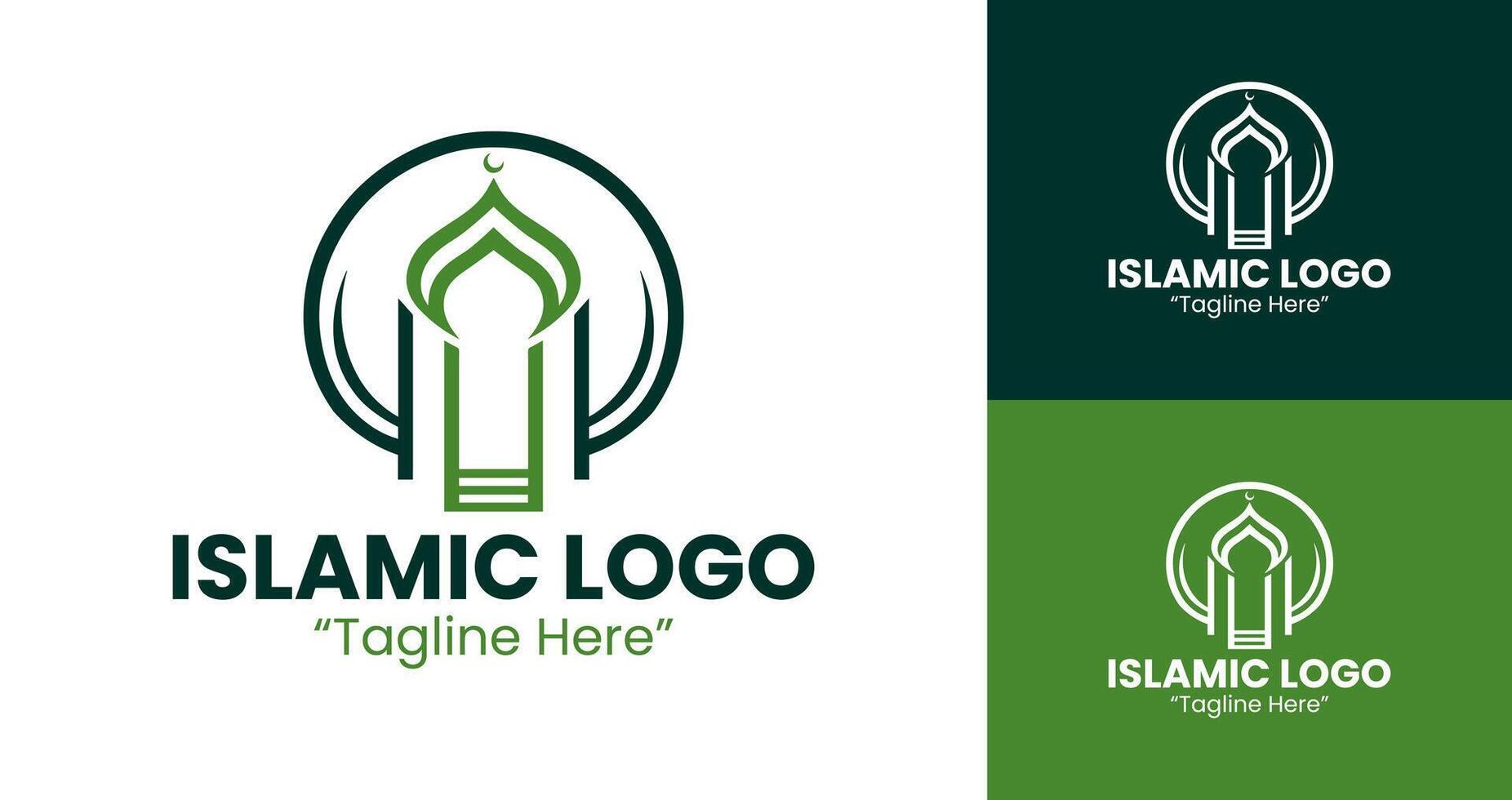 Stylish Islamic Logo with Unique Green Elements for Branding vector