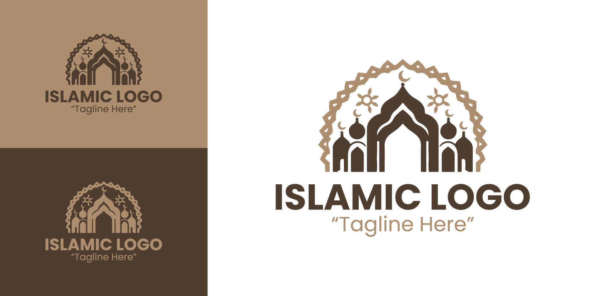 Professional Islamic Logo with Mosque Outline and Brown Color for Elegant Branding vector