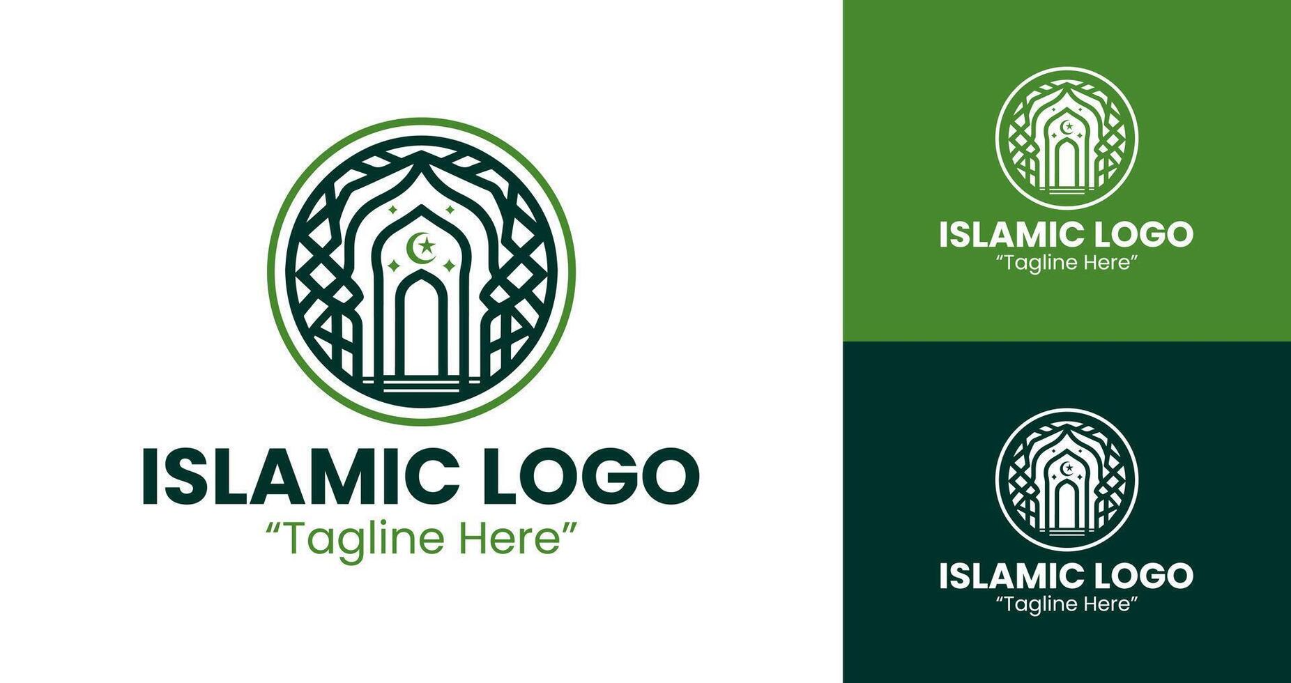 Elegant and Creative Islamic Logo with Green Design for Branding vector
