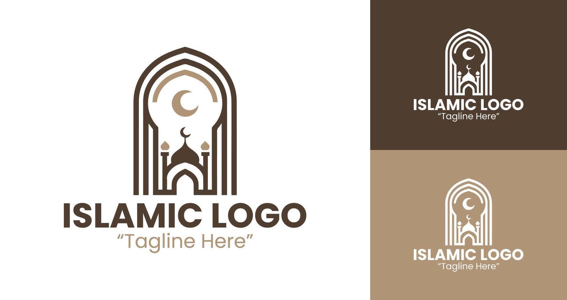 Clean and Creative Warm Brown Islamic Logo Designs for Business and Branding vector