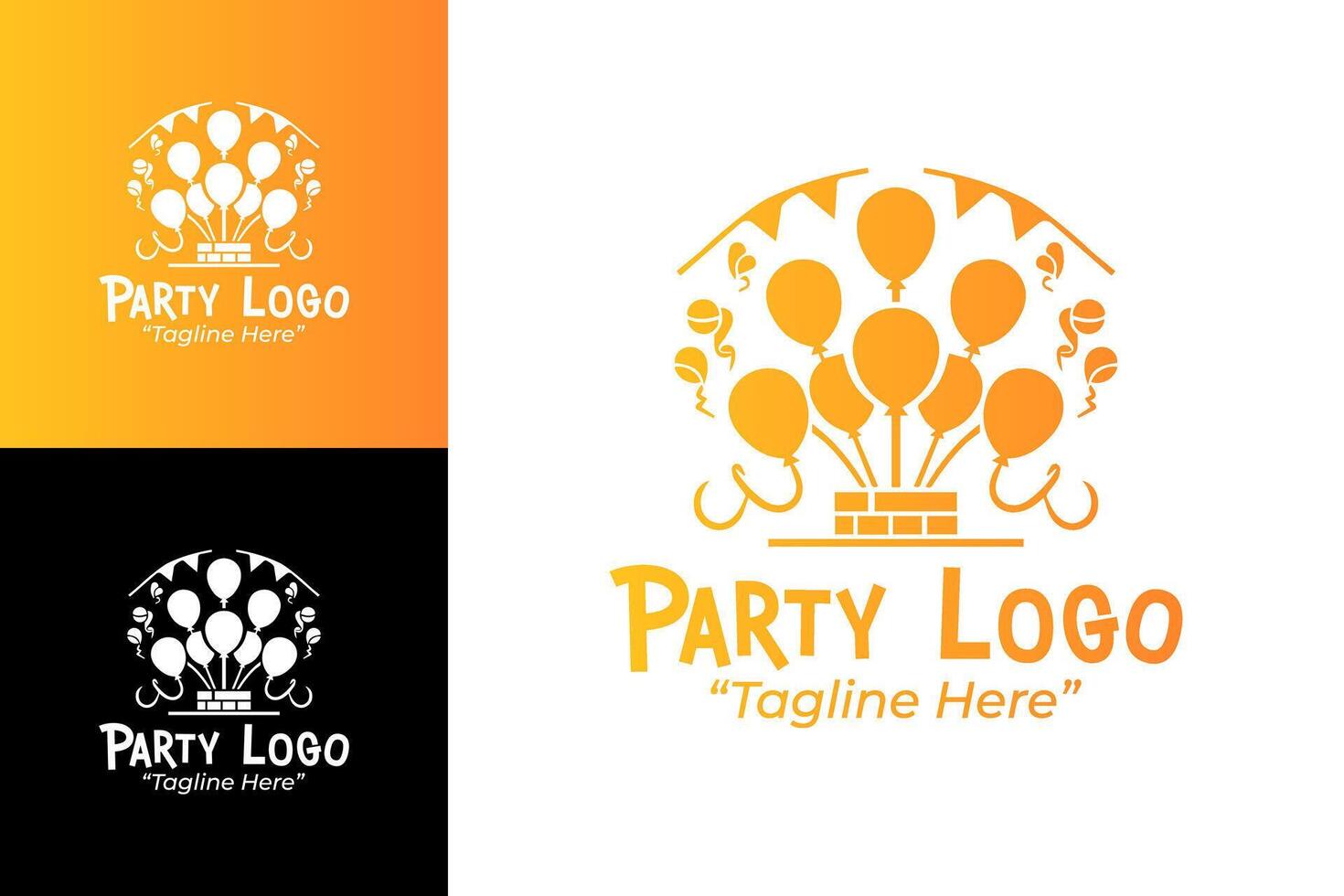 Elegant and Modern Party Logo Designs with Vibrant Orange Colors vector