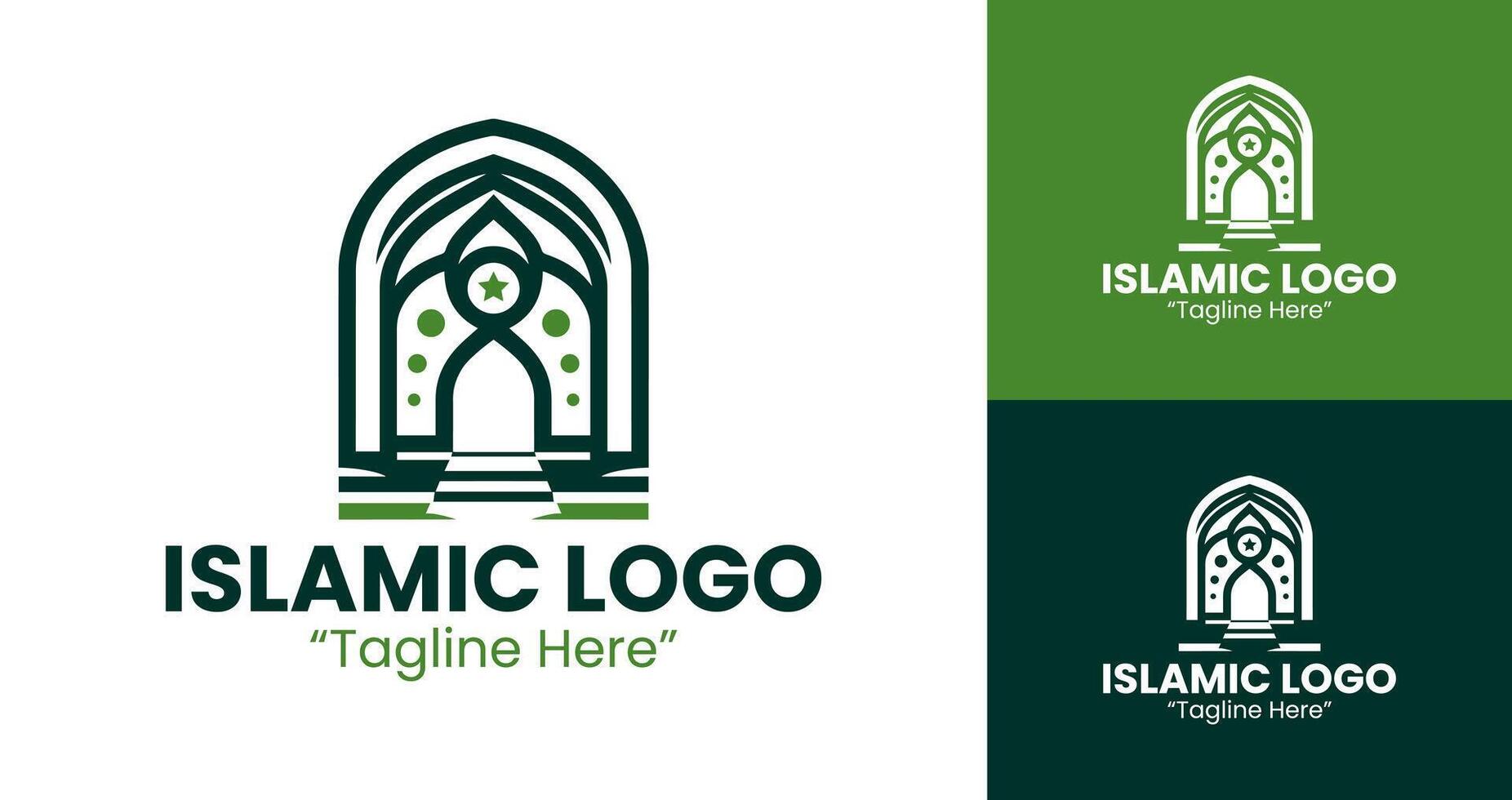 Contemporary Islamic Logo with Green and White Design Elements for Business vector
