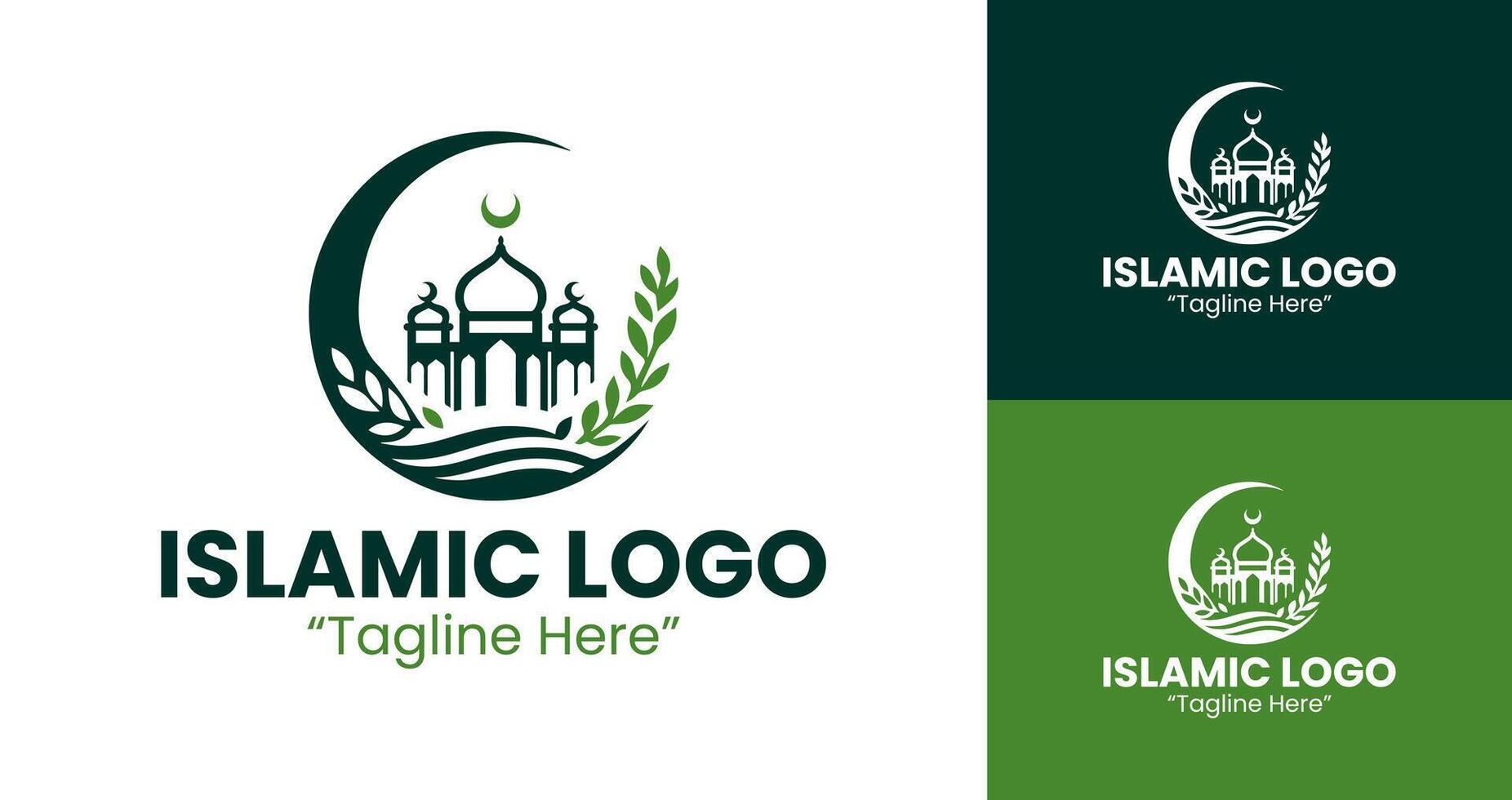 Islamic Green Mosque and Crescent Logo for Branding and Event Identity vector