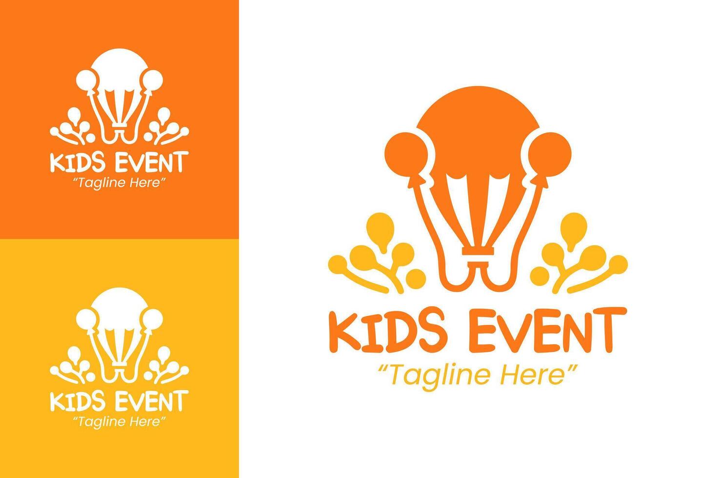 Bright and Playful Orange Kids Event Logo for Party and Event Branding vector