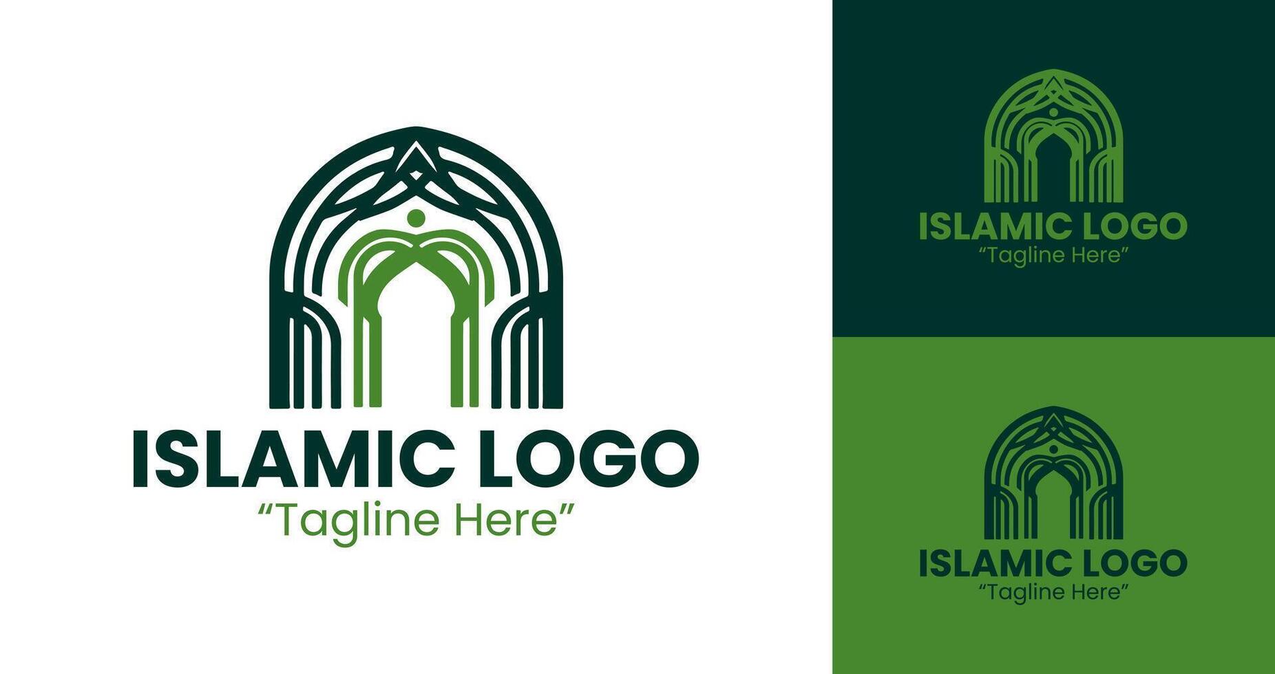 Modern Professional Islamic Logo Designs for Branding and Identity in Green Color vector