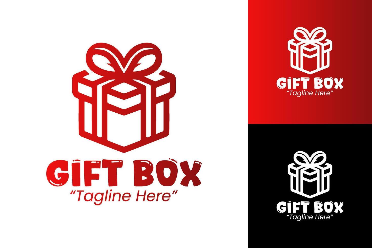Fun Red Gradient Gift Box Logo for Seasonal Branding and Holiday Events vector