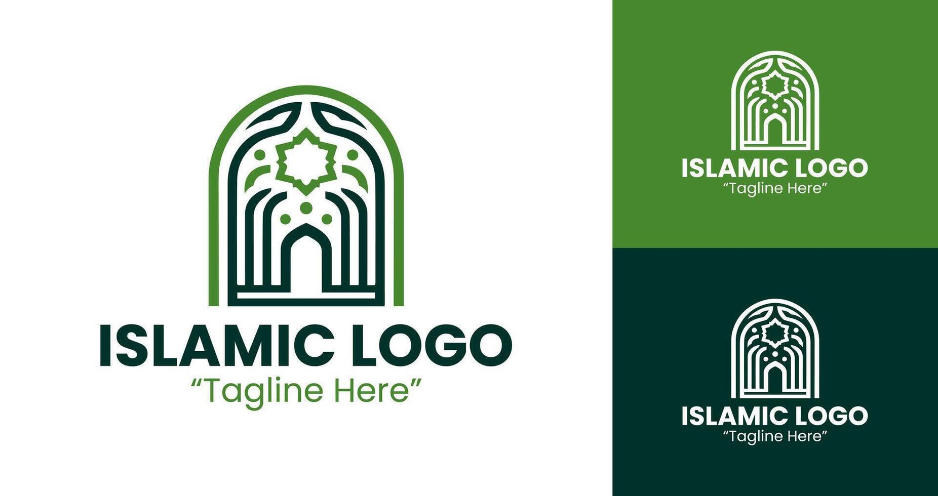 Traditional and Modern Islamic Logo Design in Green Color vector