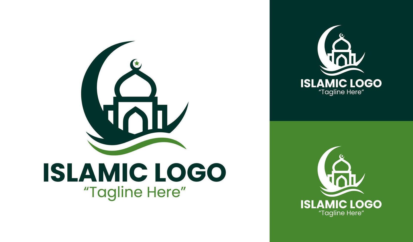 Exclusive Green Mosque and Crescent Logo for Islamic Event Branding vector