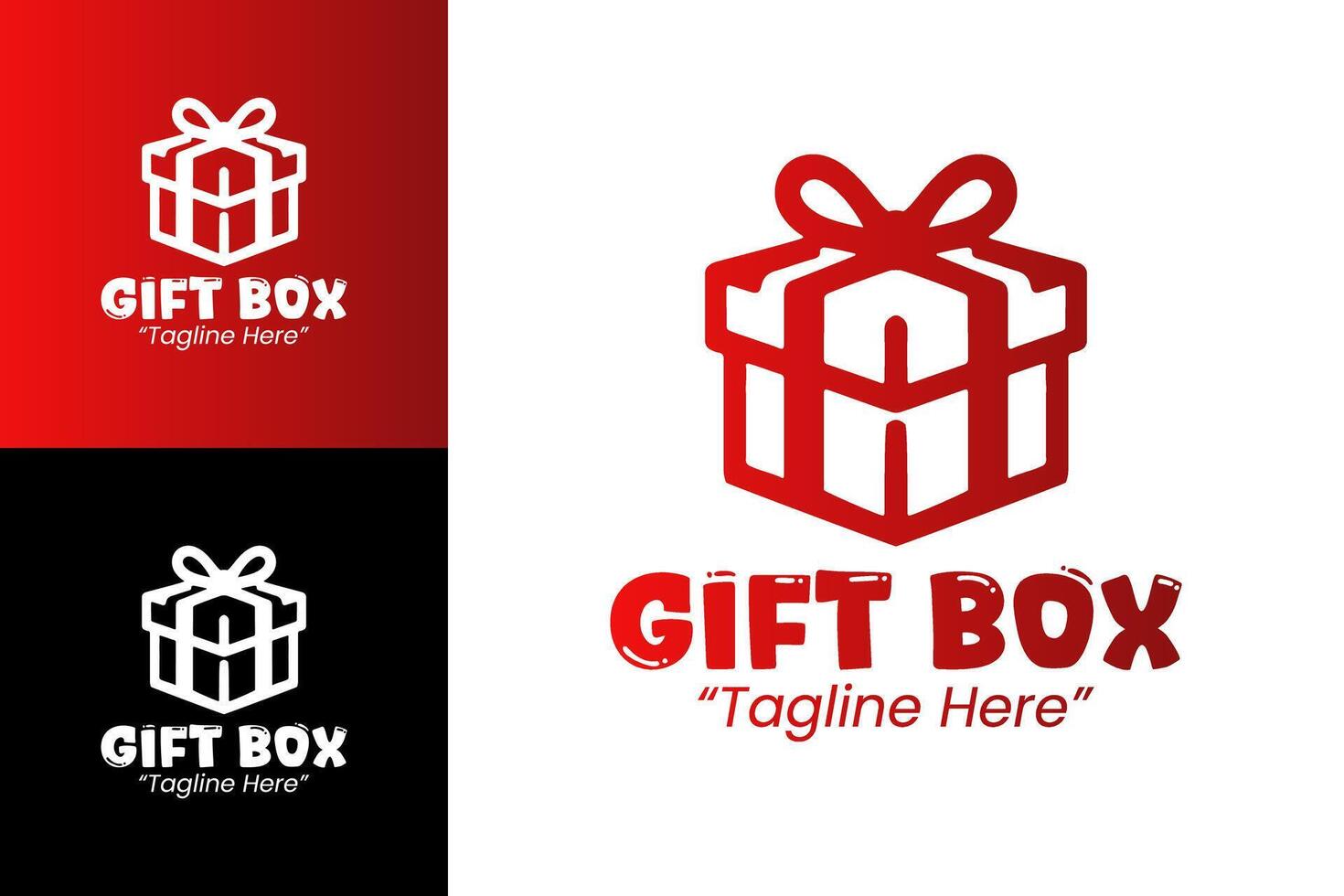 Professional Red Gradient Gift Box Logo for Event Branding and Seasonal Design vector