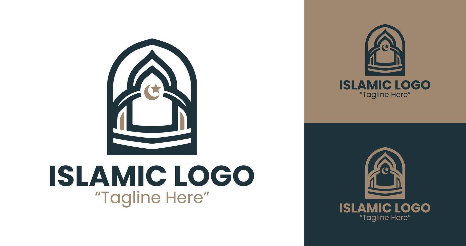 Elegant Islamic Logo Design in Brown and Dark Blue for Premium Branding vector