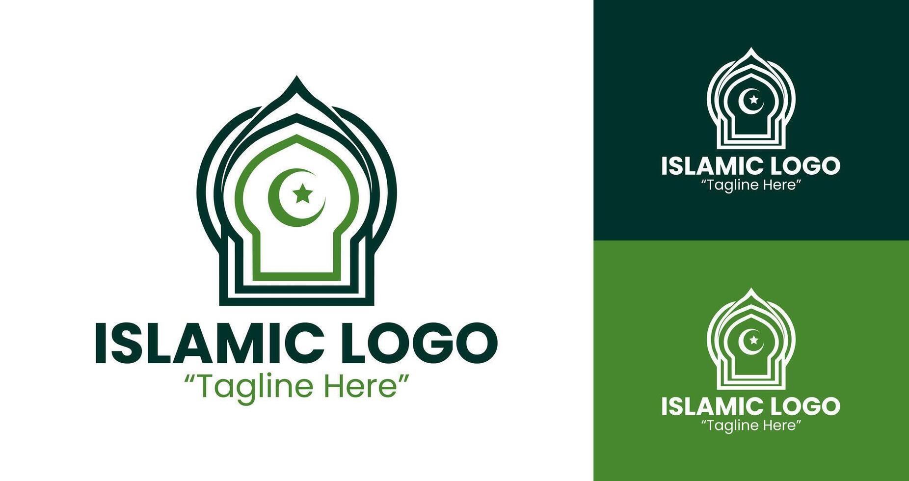 Elegant Green Dome and Crescent Logo for Islamic Branding and Events vector