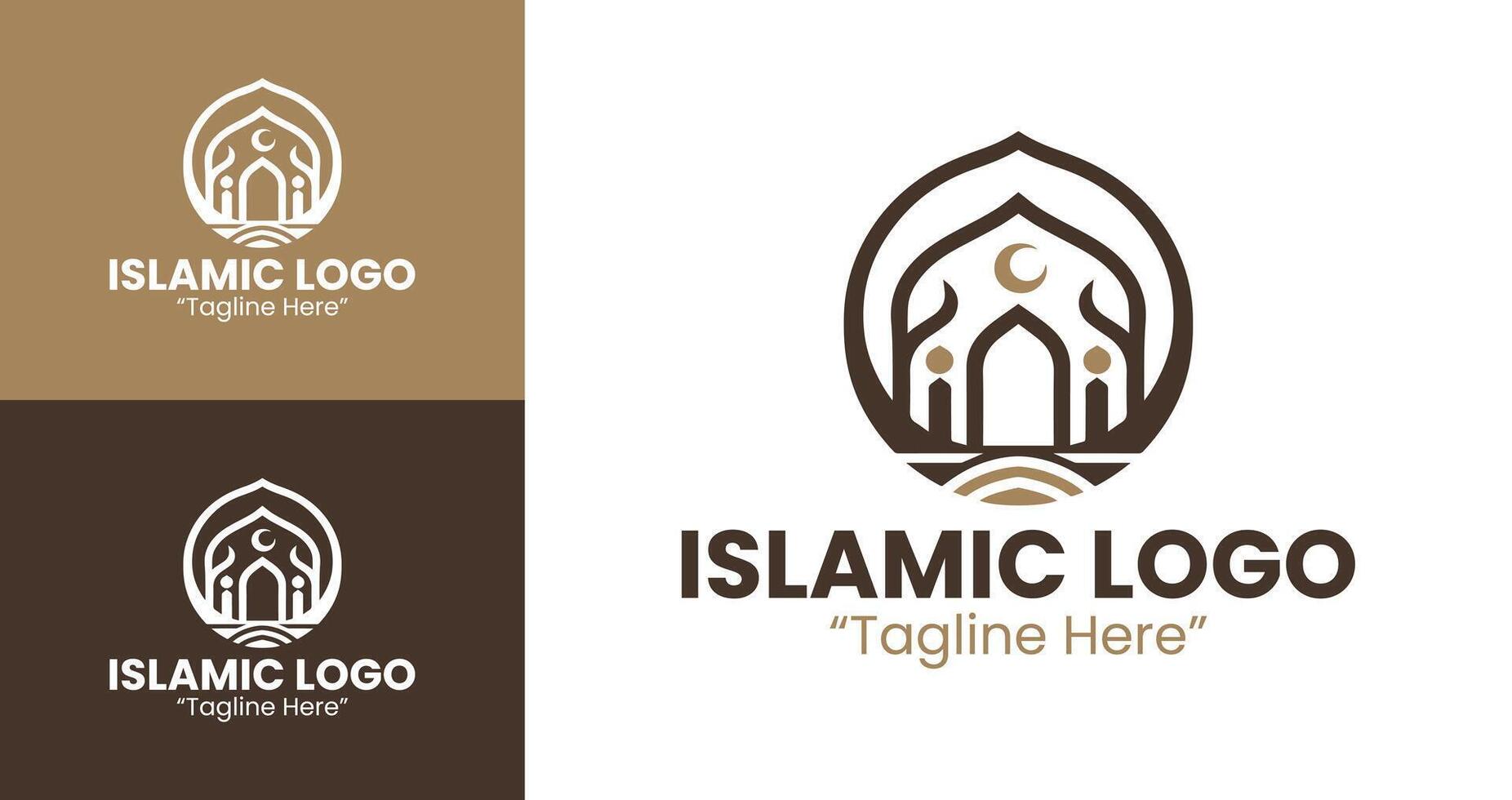 Unique and Elegant Islamic Logo Design in Brown and Dark Blue for Branding and Identity vector