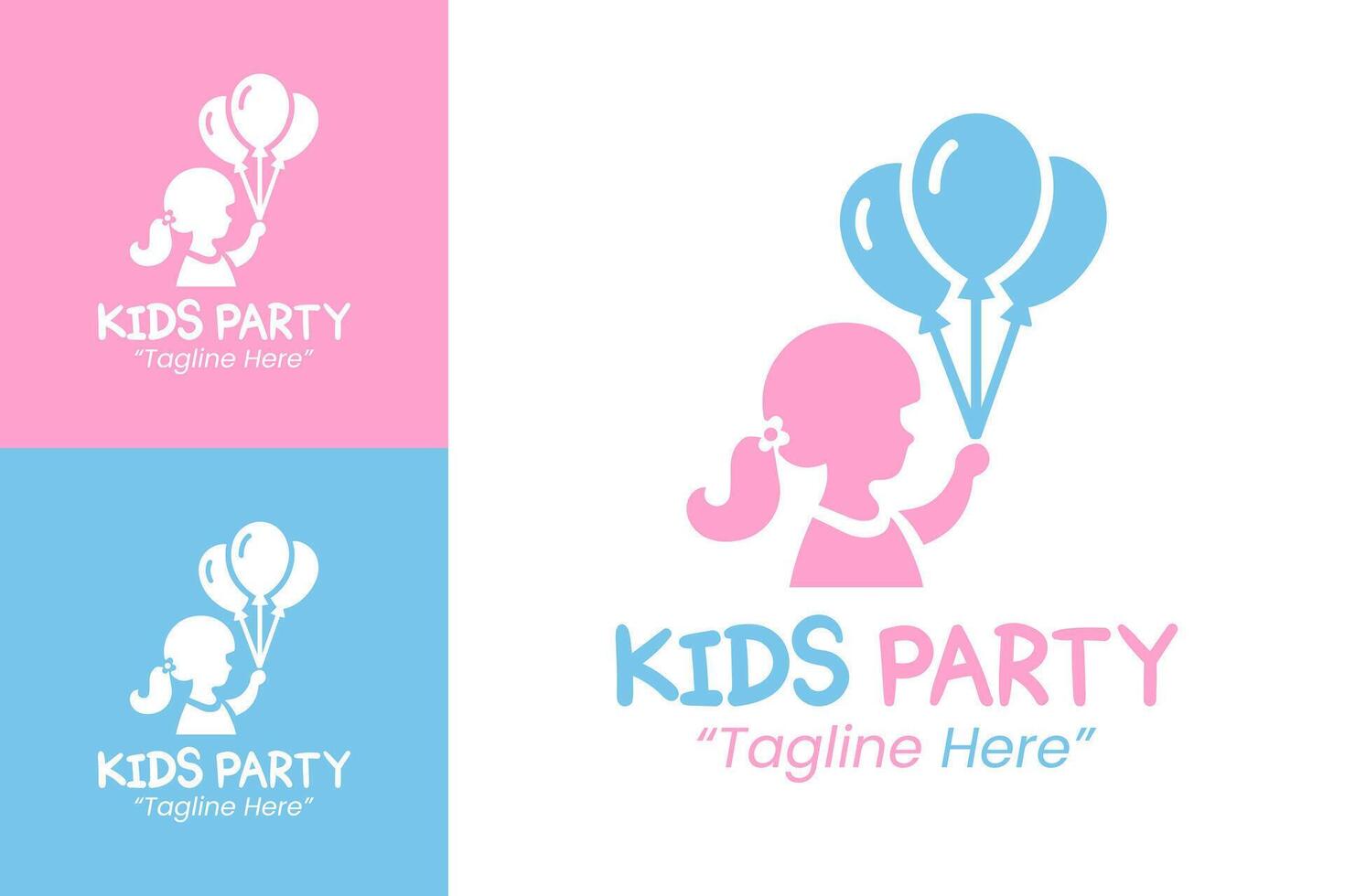 Playful Blue and Pink Kids Party Logo for Event Promotion and Branding vector