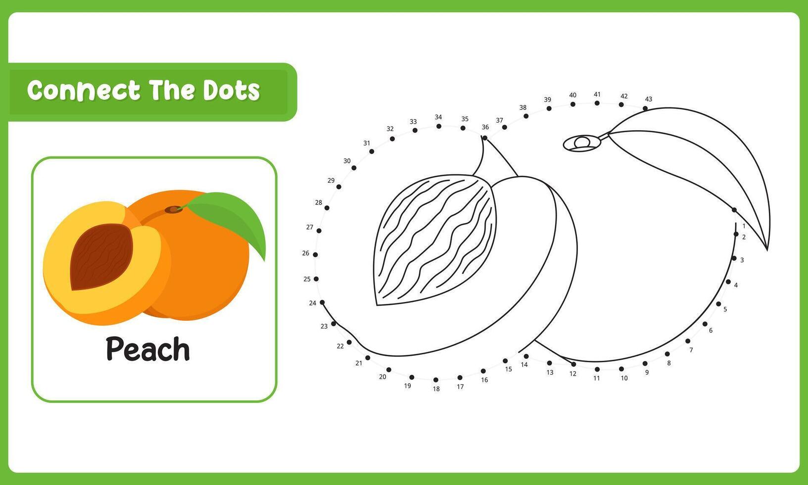 Connect The Dot Peach Food. Dot To Dot Educational Game. Illustration Vecteezy vector