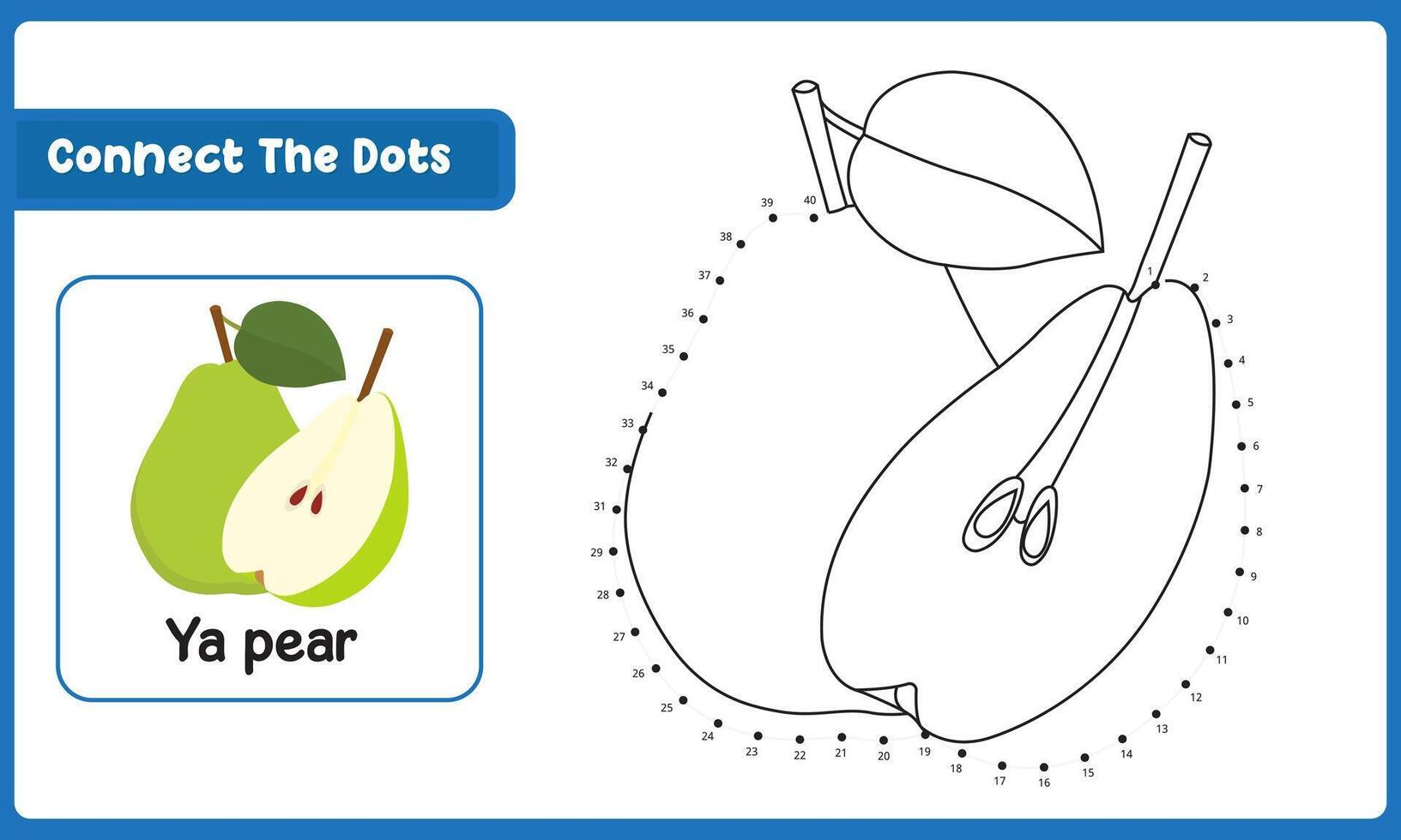 Connect The Dots Ya pear Green Food. Dot To Dot Educational Game vector