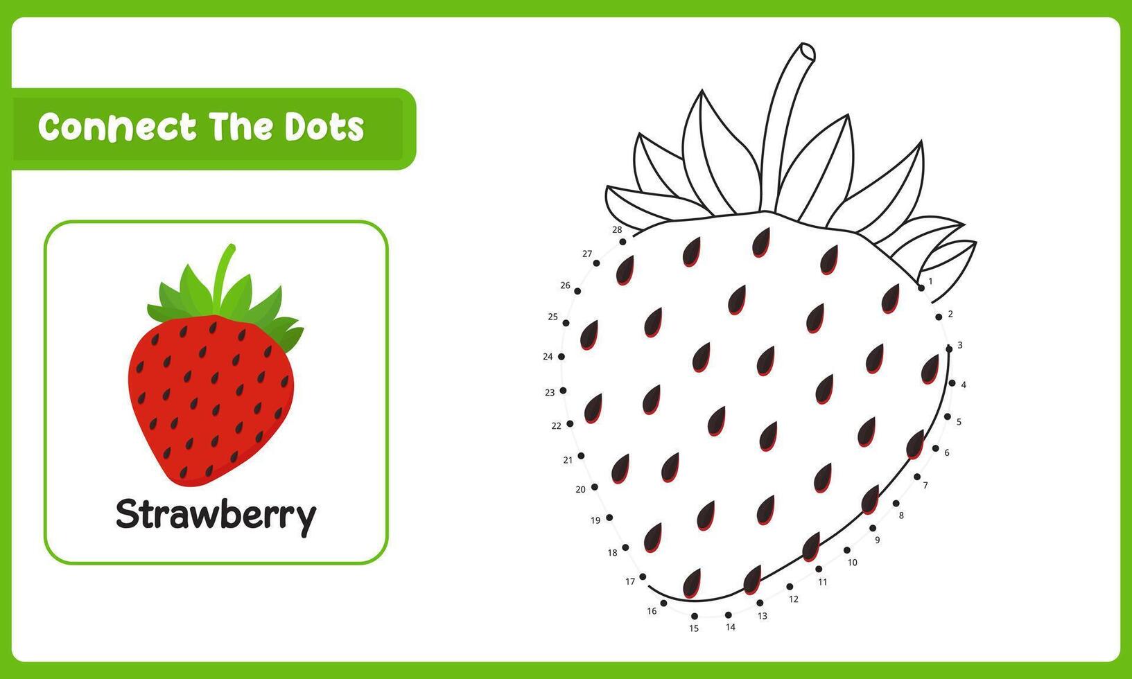 Connect The Dot Strawberry Food. Dot To Dot Educational Game. Illustration Vecteezy vector