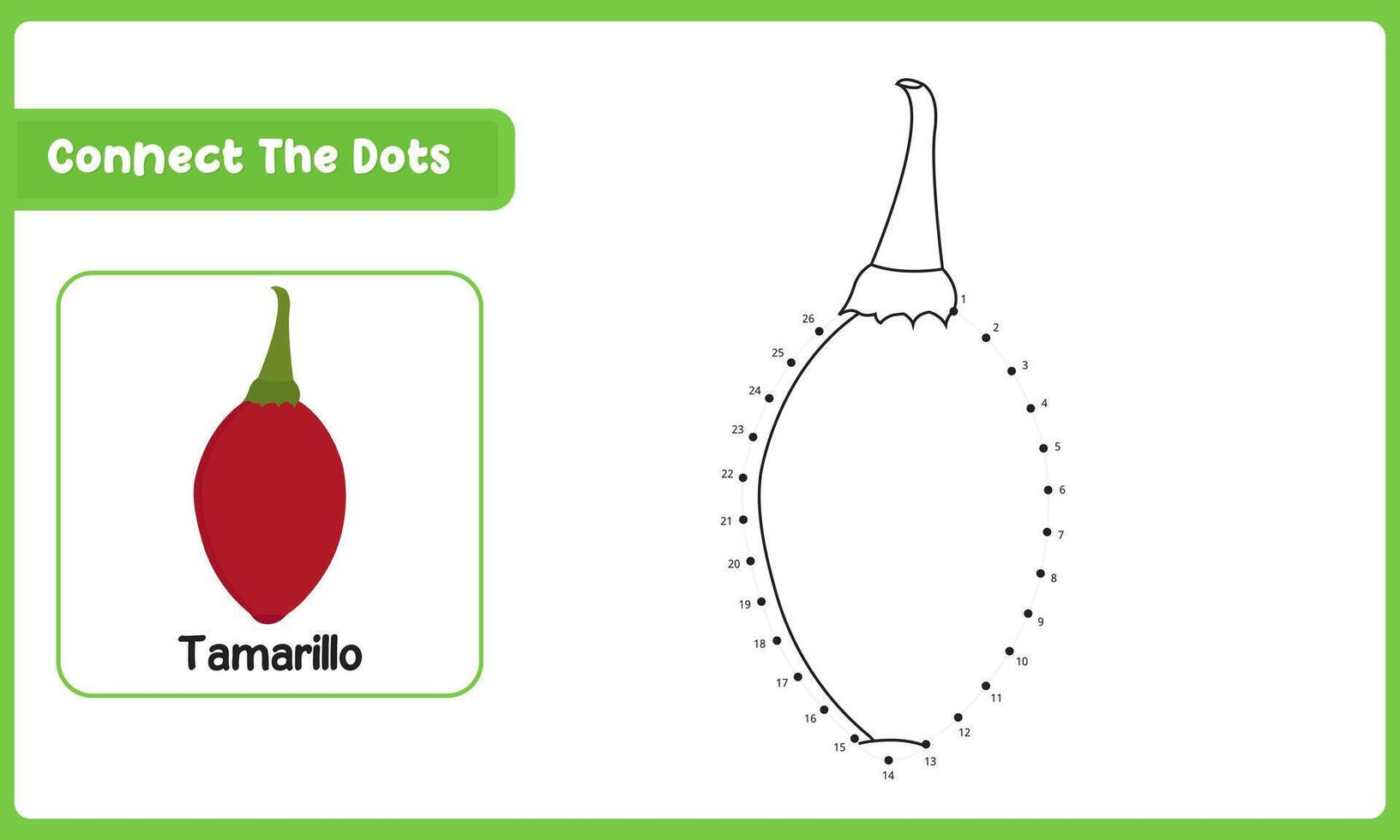 Connect The Dot Tamarillo Food Dot To Dot Educational Game vector