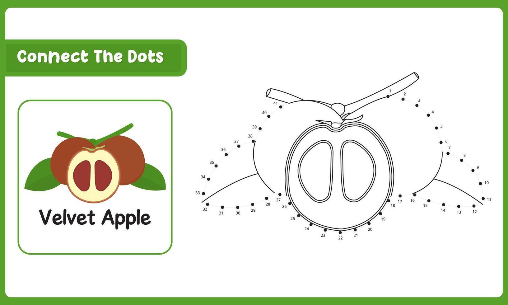 Connect The Dots Velvet Apple Food. Dot To Dot Educational Game. Illustration vector