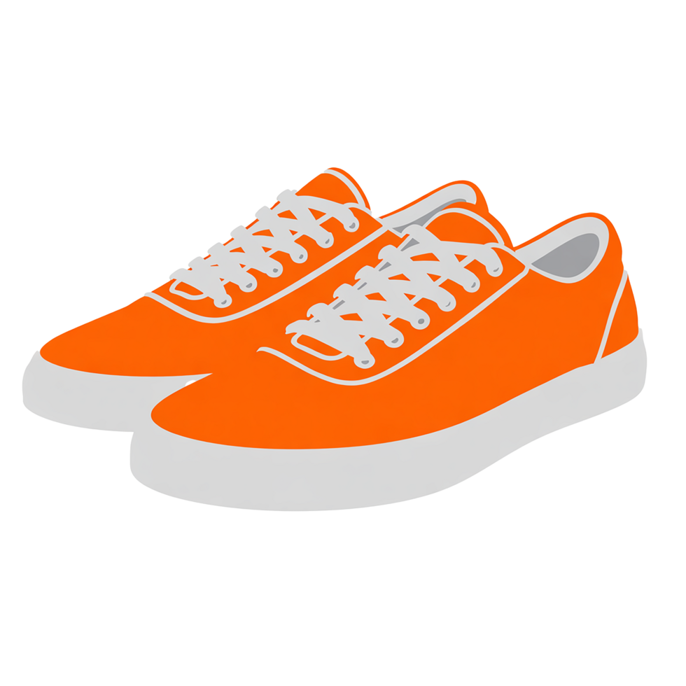 Orange canvas sneakers illustration graphic design footwear sport shoe isolated on white background png