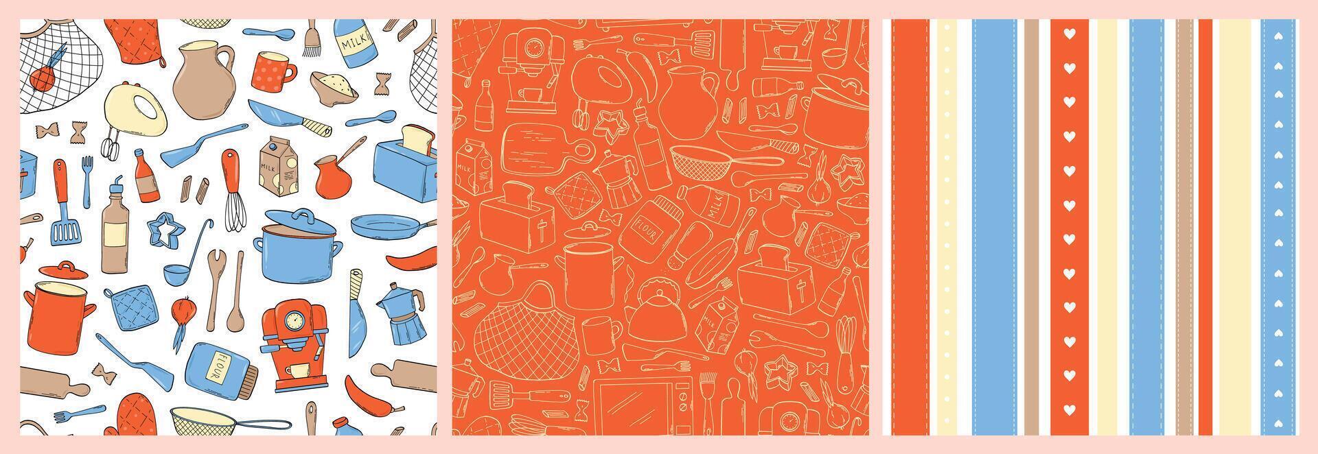 Colorful kitchen utensil pattern illustration vector