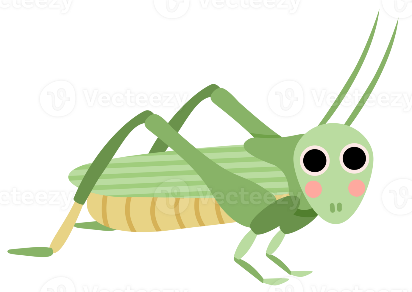 Illustration of a Green Cartoon Grasshopper png