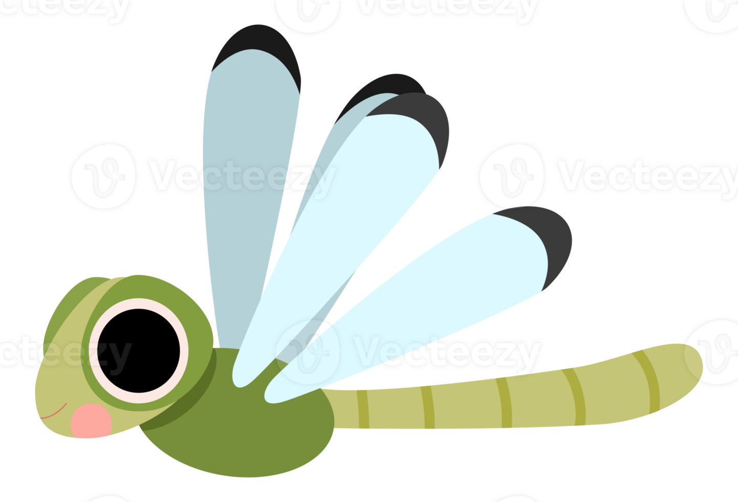 Cute dragonfly insect flat illustration png