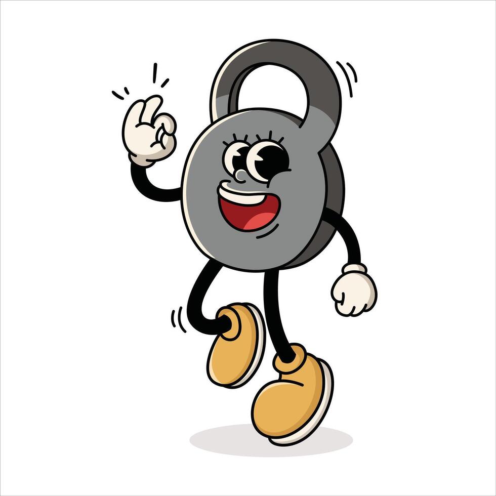 Cute Kettlebell Cartoon Character Doing OK Hand Sign vector