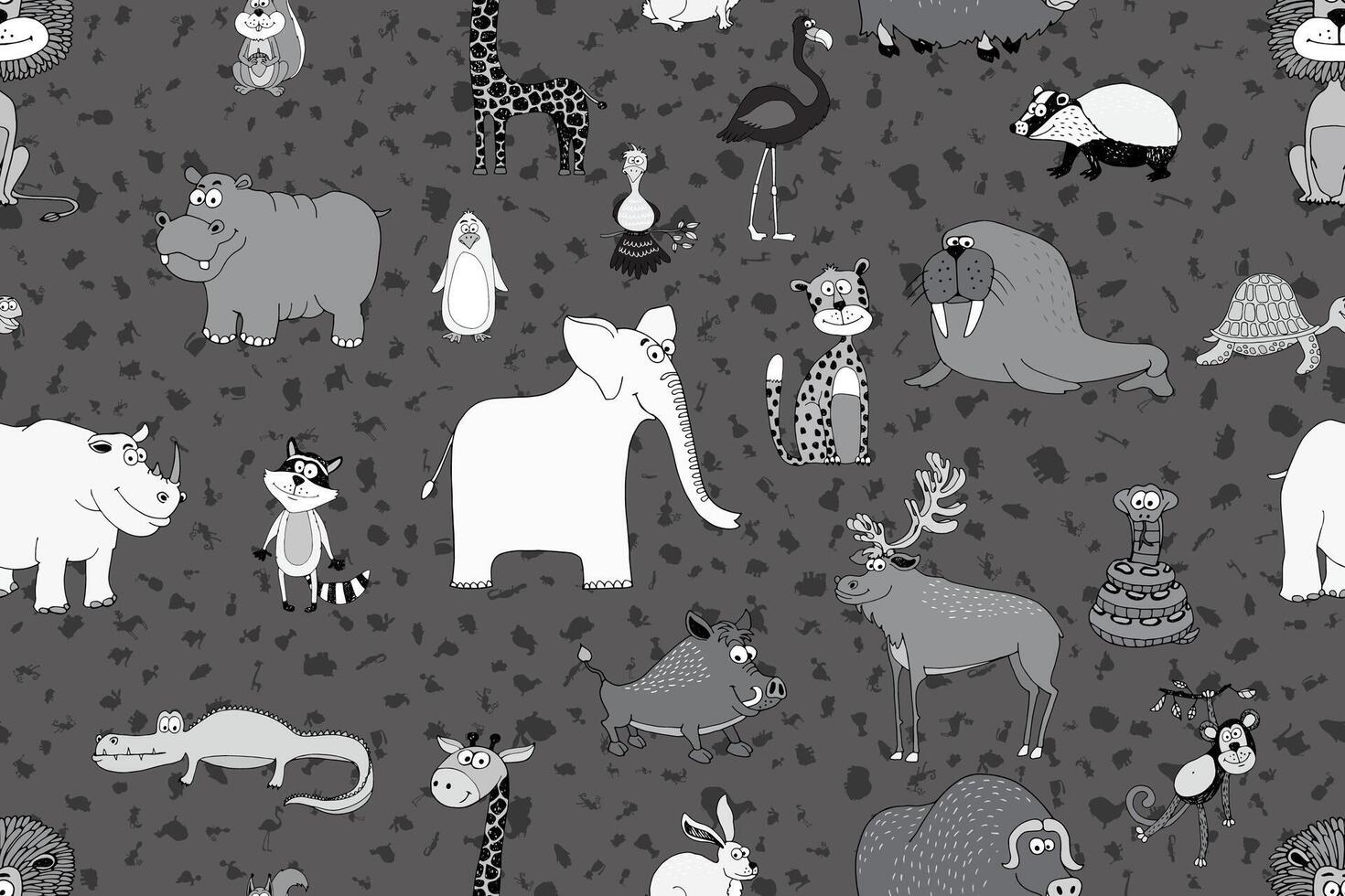 seamless pattern set zoo animals vector