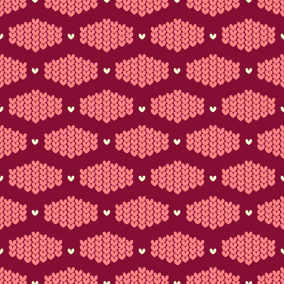 The pattern exudes a cozy and romantic feel. A lovely and repetitive motif of knitted hearts vector