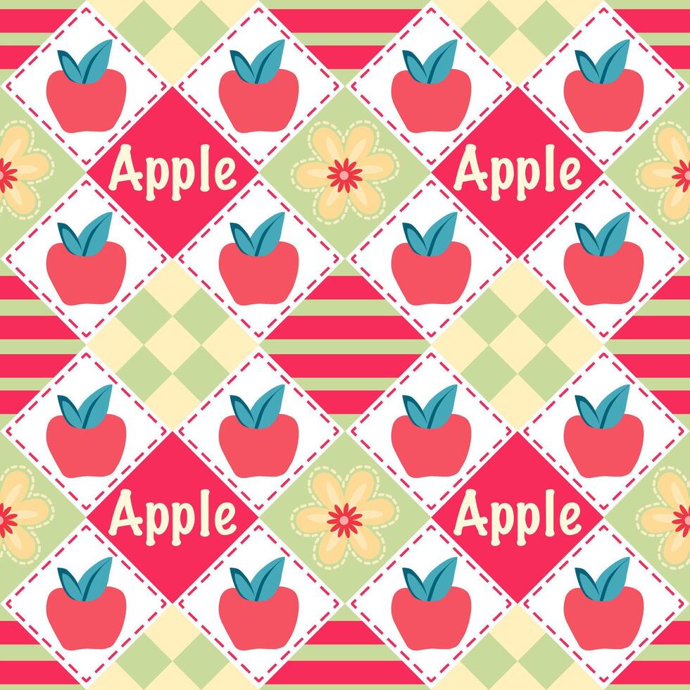 Colorful apple pattern design vector