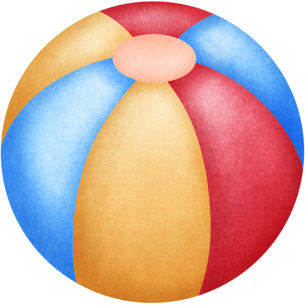 Isolated colorful cute inflatable beach ball in crayon art style on transparent background png