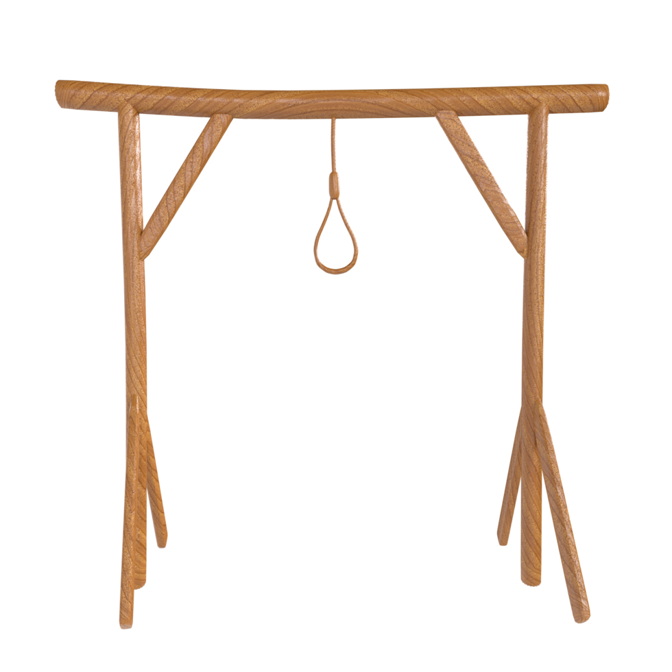 Wooden gallows structure isolated on transparent png