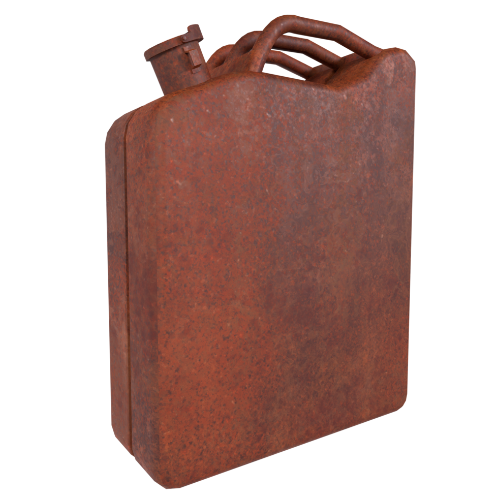 Rusty fuel can isolated on transparent png