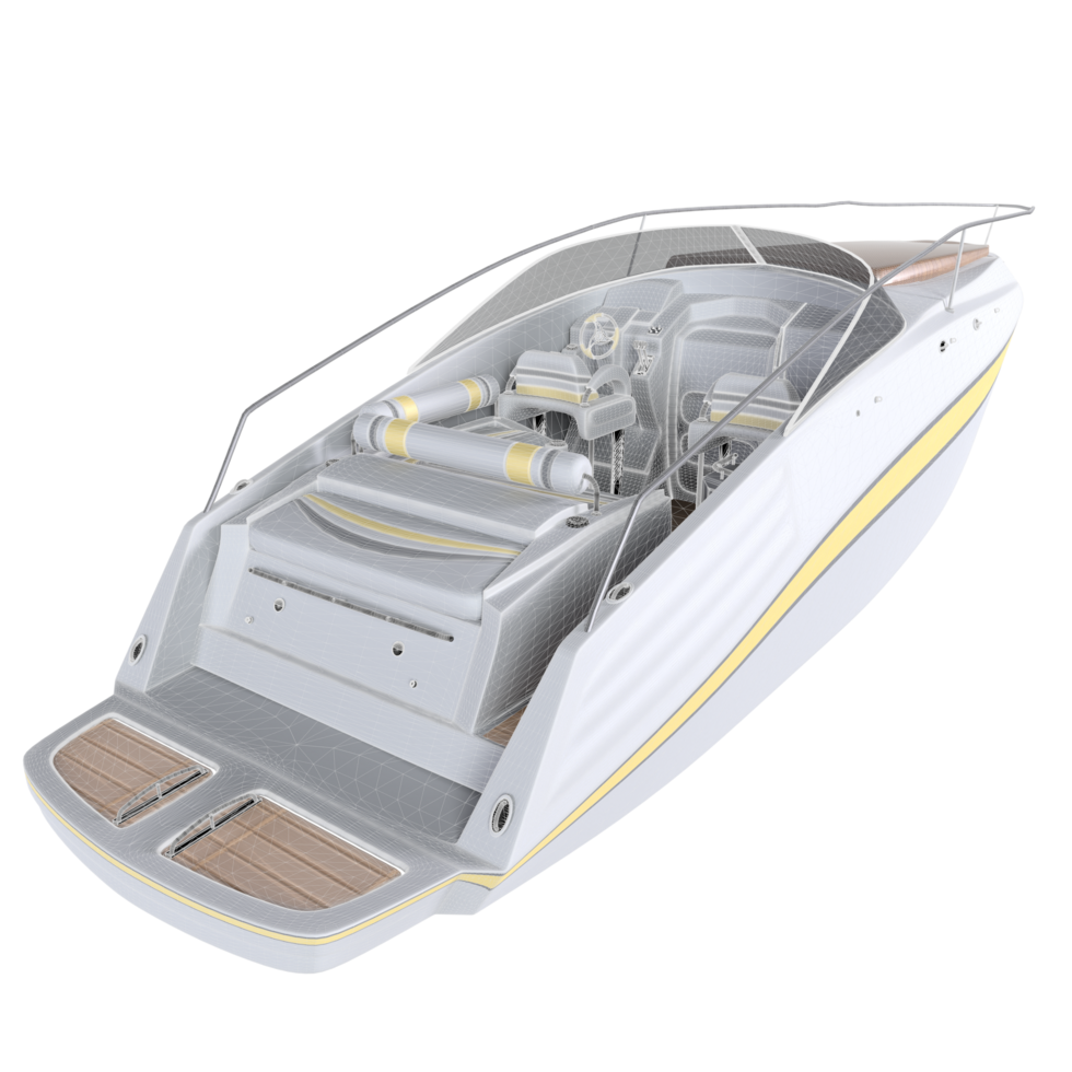 Modern motorboat design isolated on transparent png