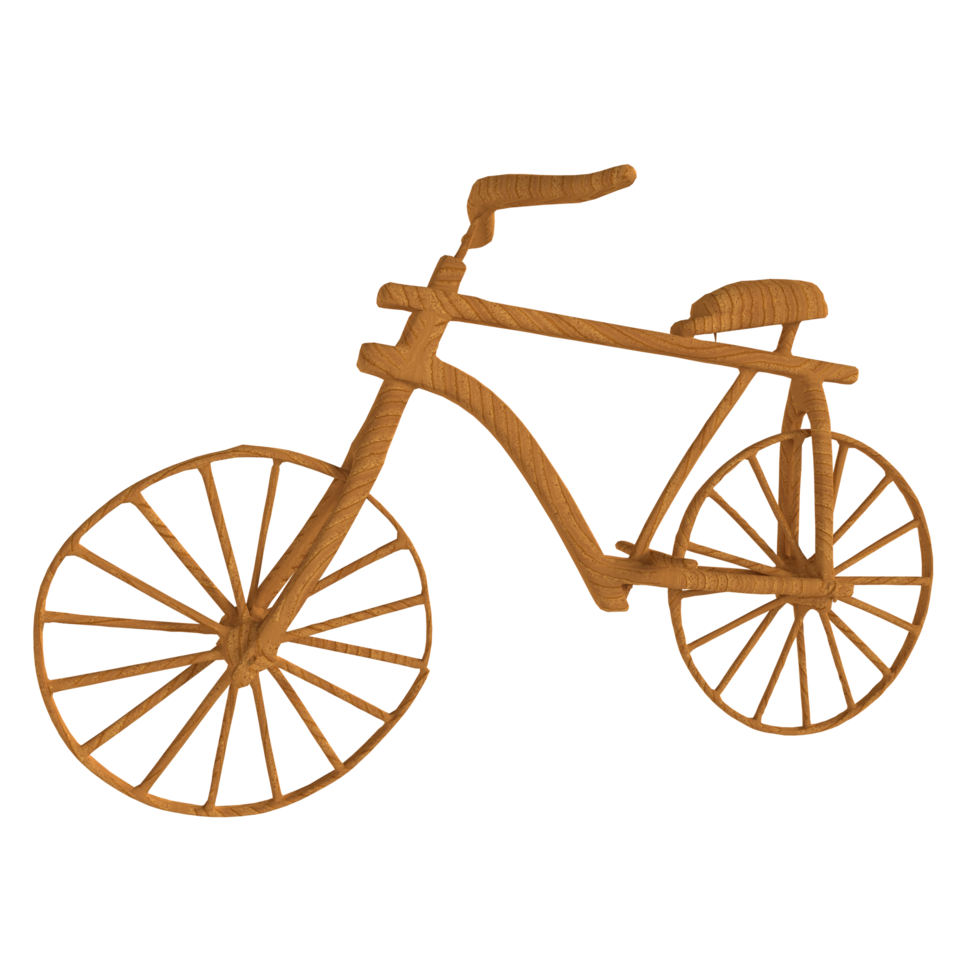 Wooden bicycle isolated on transparent png