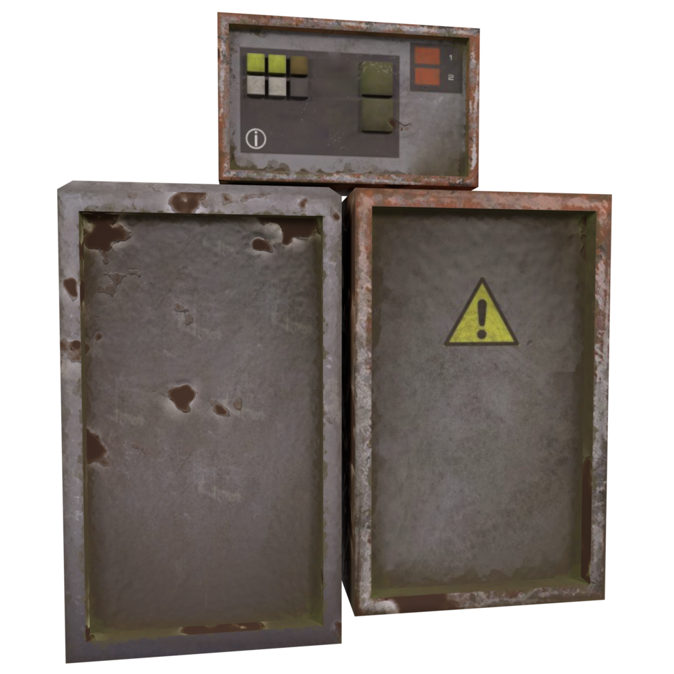 Control panel and warning boxes isolated on transparent png
