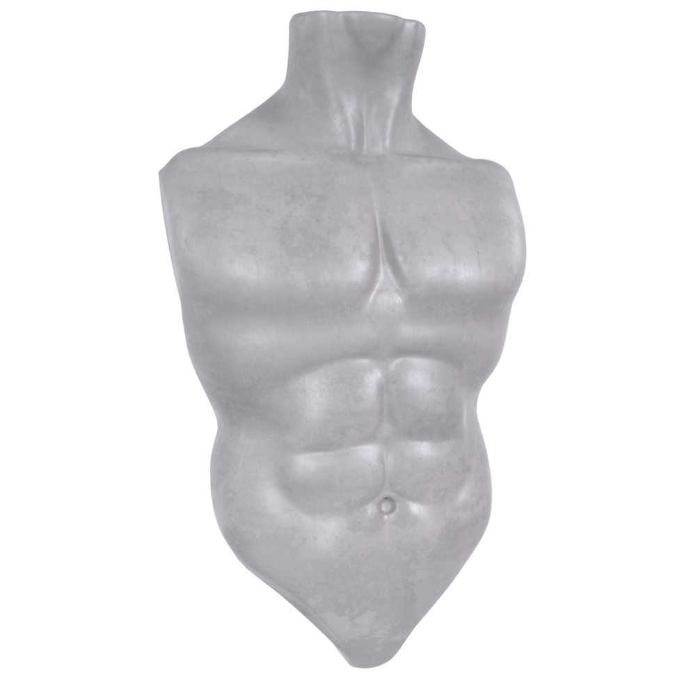 Male torso sculpture isolated on transparent png