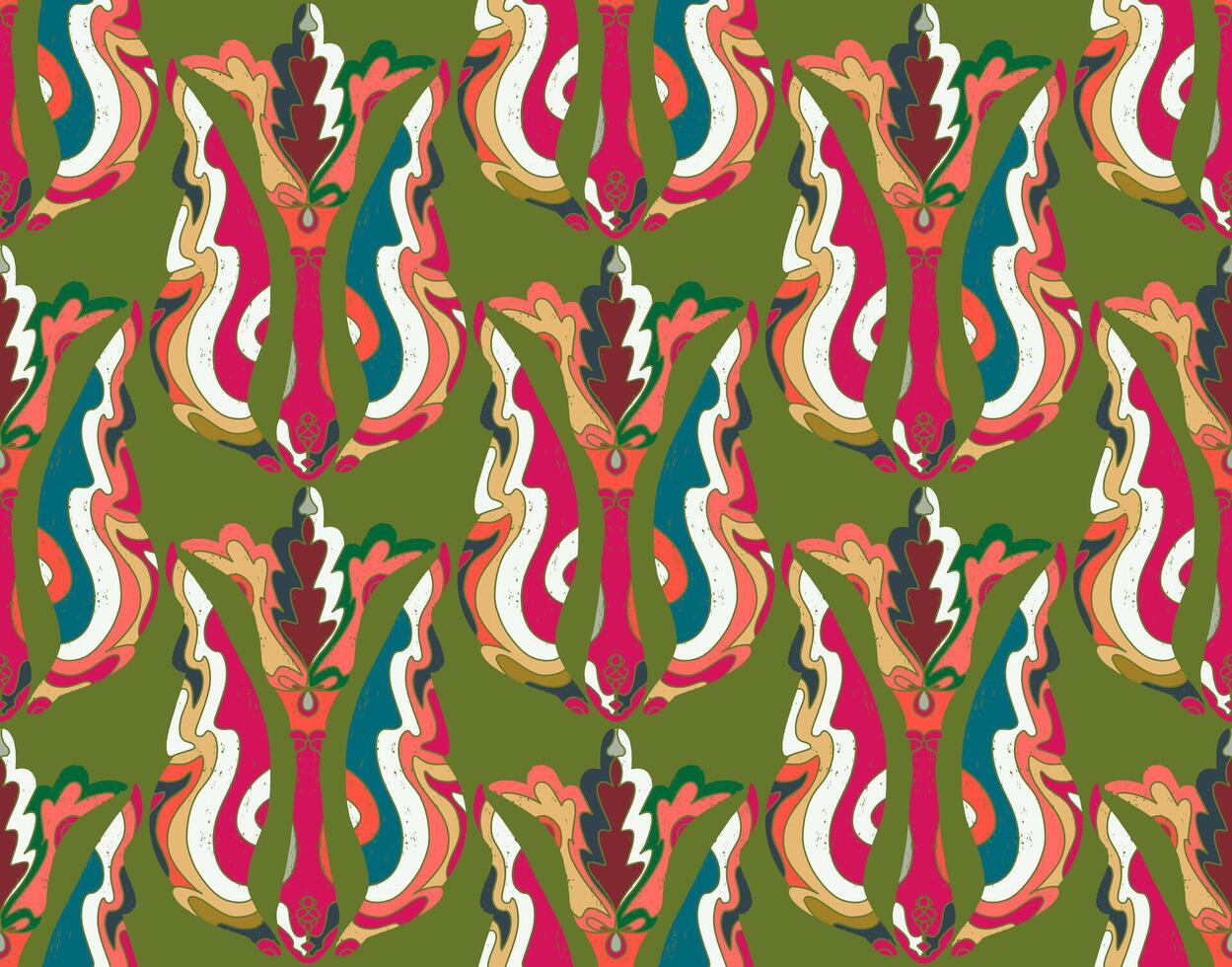 a green and red pattern with a wave design vector