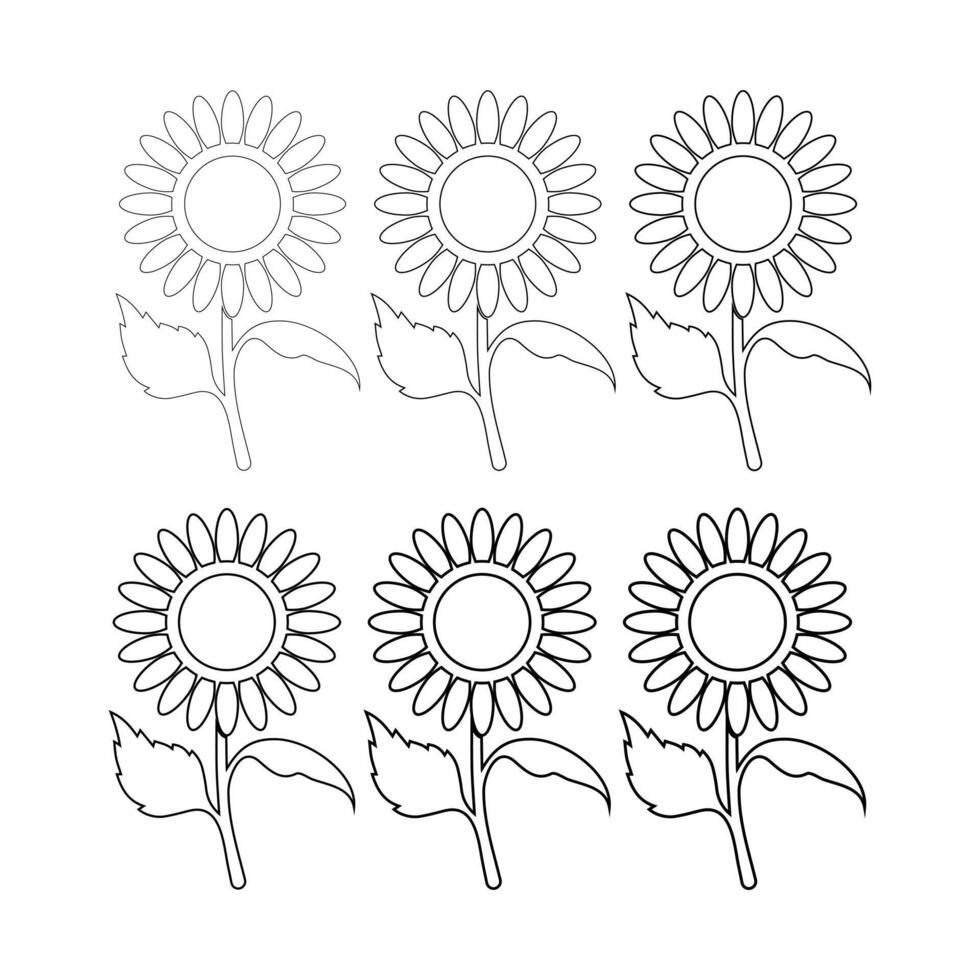 Beautiful sunflower outline for coloring page vector